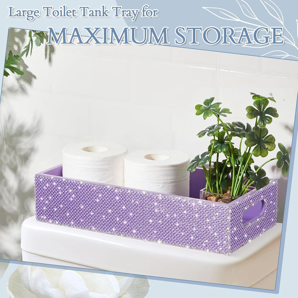 Honeydak Bathroom Basket, Pearl Toilet Tank Tray Purple Pearl