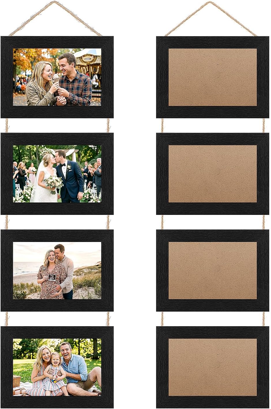 4x6 Wooden Hanging Collage Picture Frames, Farmhouse Wall Decor, 8 Openings