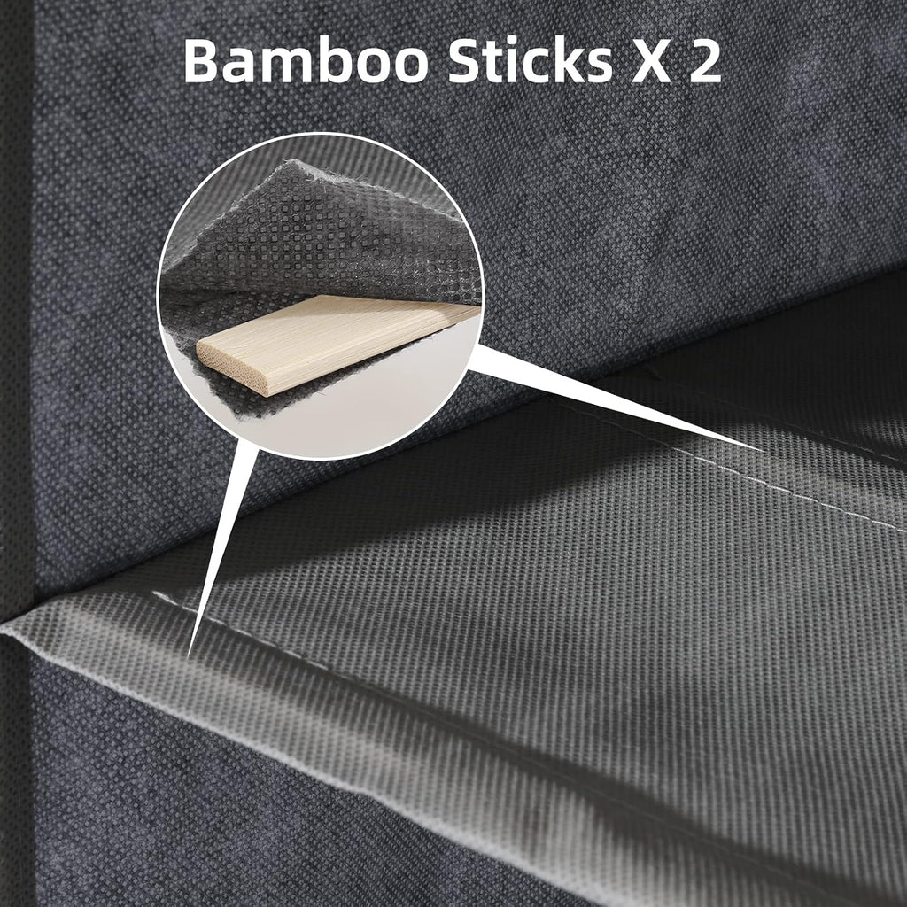 2 Packs Hanging Closet Organizer Stroage, 3-Shelf Hanging Shelves with Bamboo Inserts & Side Pocket, Grey
