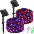 cshare Halloween Solar String Lights Outdoor, Orange Purple Solar Fairy Lights 2 Pack 16.4FT 50 LED Each, 8 Modes Waterproof Black Wire Fairy Lights for Yard Porch Fence Tree Bushes Decor