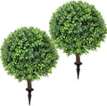 Set of 2 Artificial Boxwood Topiary Ball Tree,24" with Ground Spike