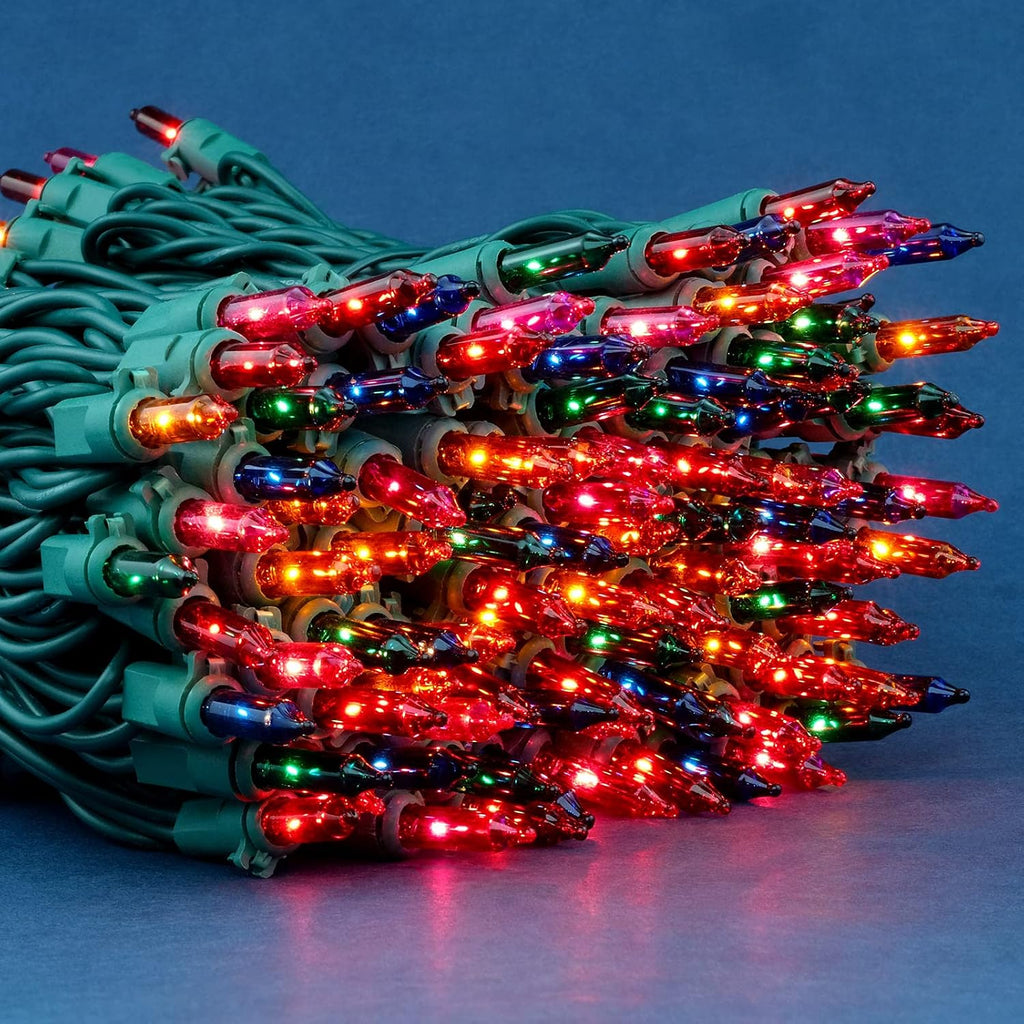 200 Multicolor Christmas Lights, 2 Set 33 ft 100 ct Green Wire String Light