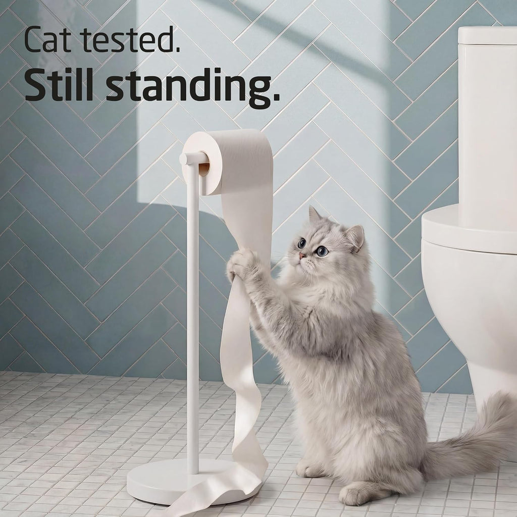 KES White Toilet Paper Holder Stand, Freestanding with Heavy Base