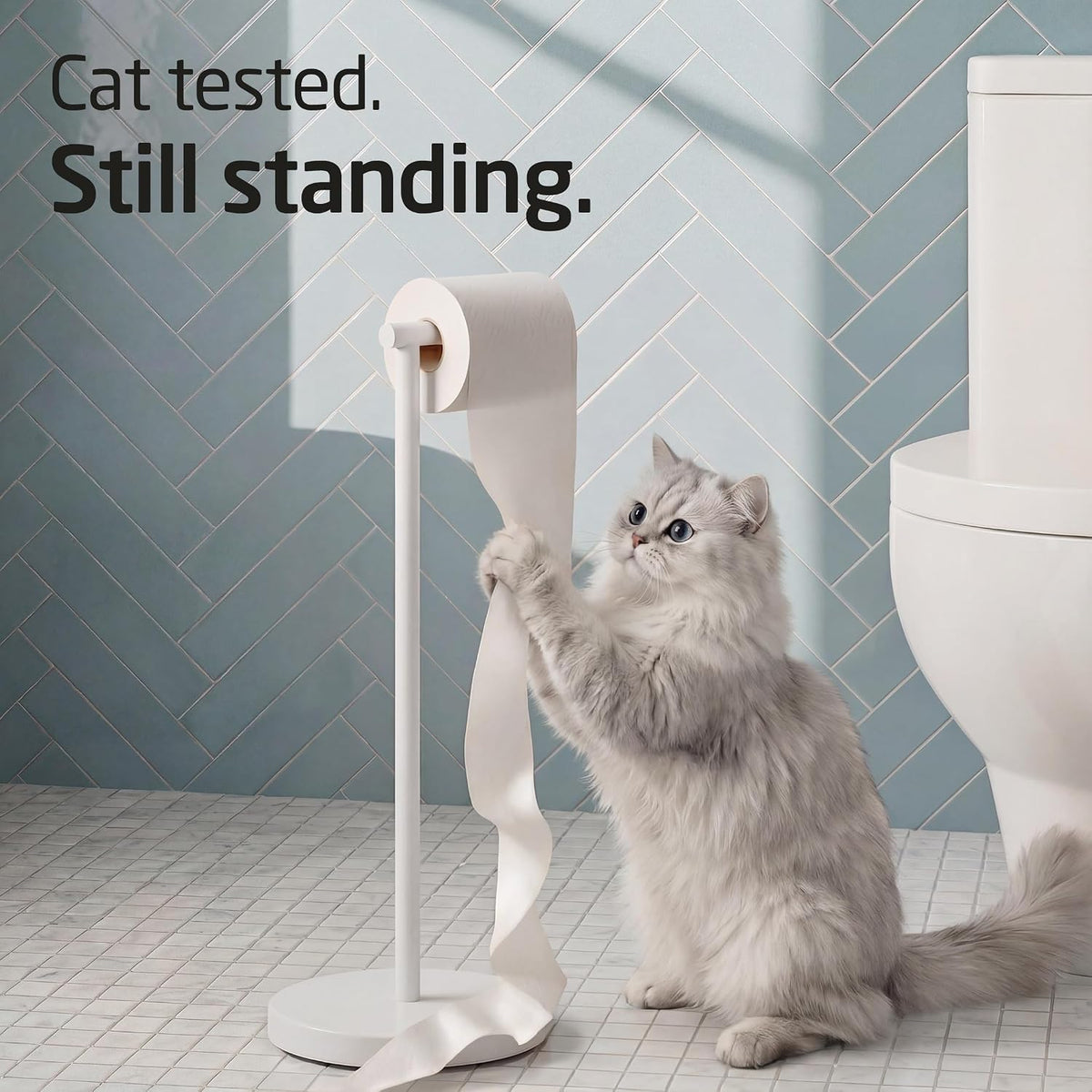 KES White Toilet Paper Holder Stand, Freestanding with Heavy Base