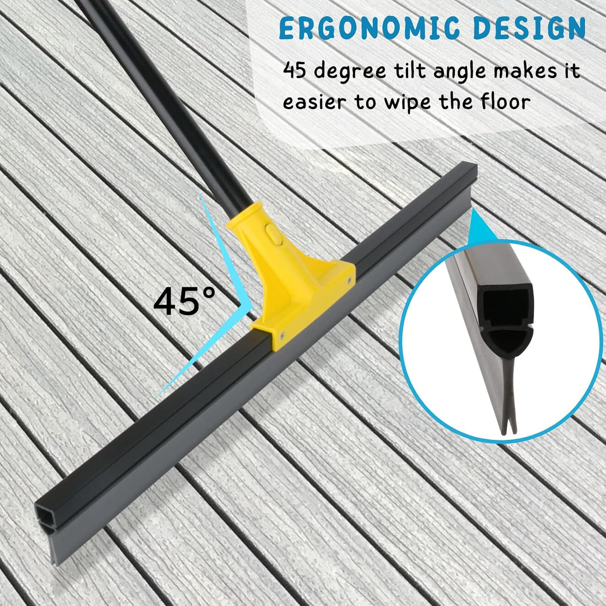 Floor Squeegee for Concrete and Tile Cleaning, 24'' Water Wiper Broom