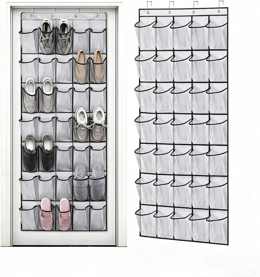 Meolsaek 35 Large Mesh Pockets Over the Door Shoe Organizer, White