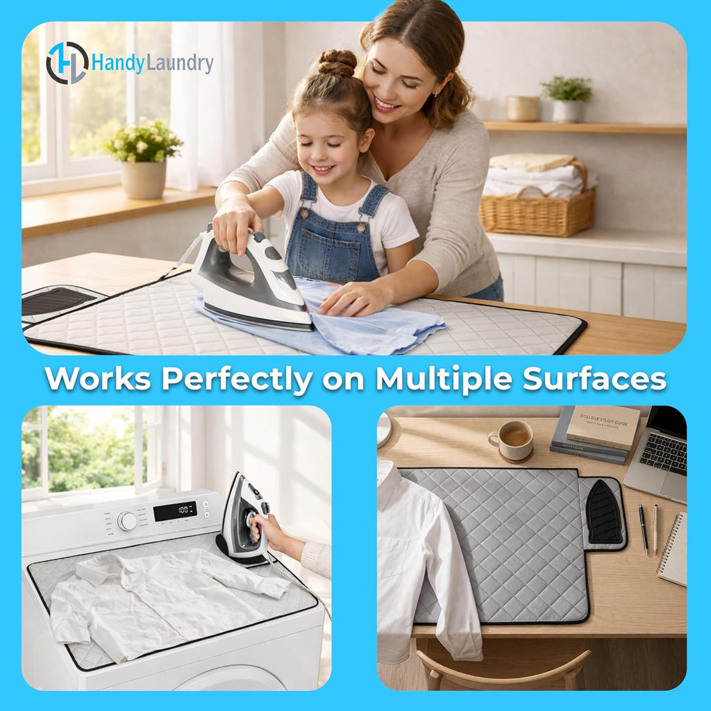 Handy Laundry Magnetic Ironing Mat, Change Any Flat Surface into an Ironing Board, Silicone Slip Resistant Iron Rest to Safely Place Your Hot Iron, Easy to Take Along When Traveling, (19 x 28 Inches)