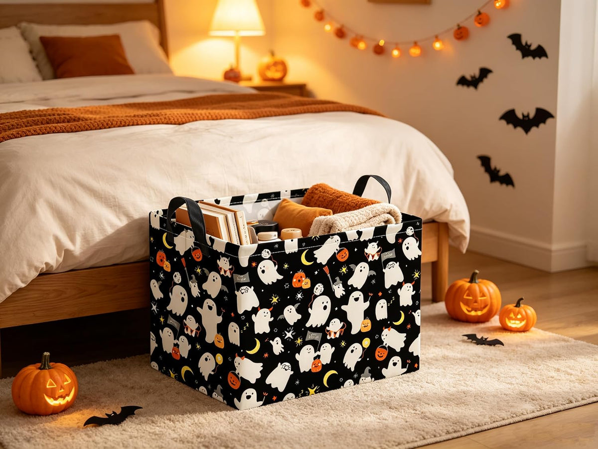 Rectangular Storage Basket, Black Playing Ghost