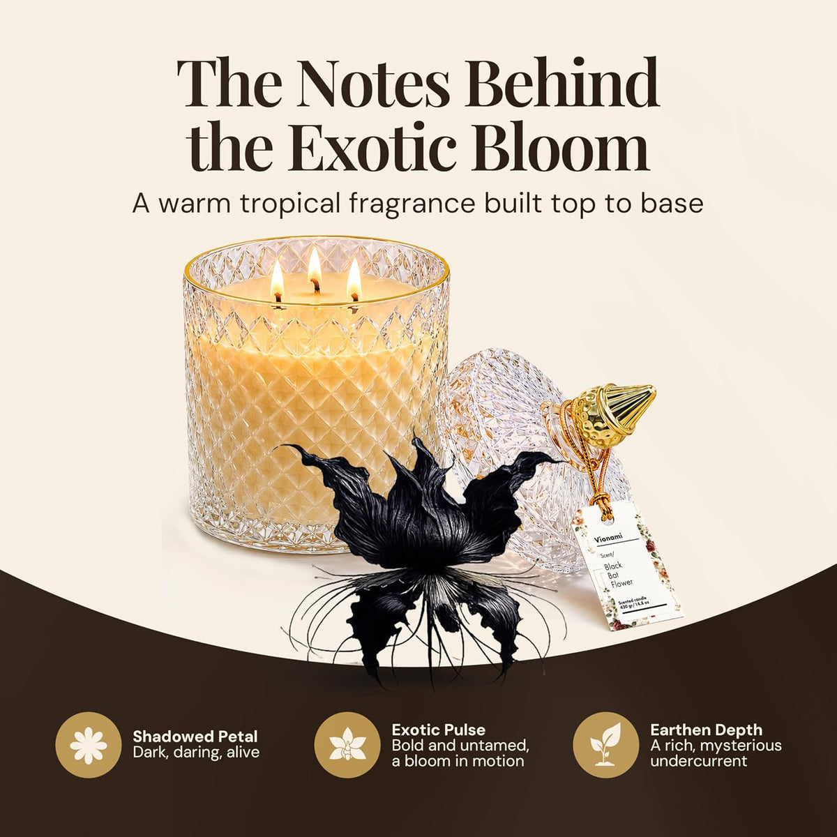VIONAMI Black Bat Rare Flower Fragrance Luxury Scented Candle Gift