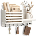 Rebee Vision Key Holder Wall Mount with Mail Slot for Hoom Decor, White