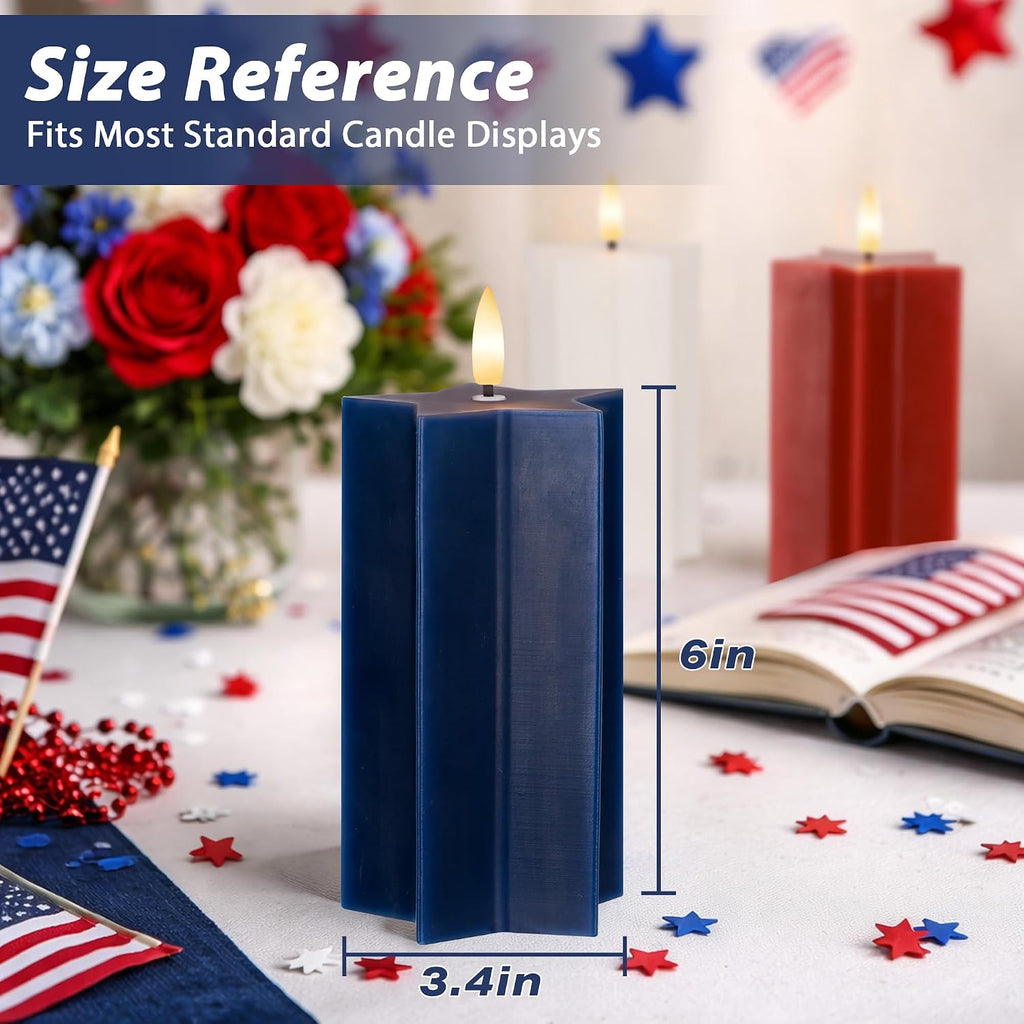 4th of July Flameless Candles with Remote, Red White and Blue LED Candles