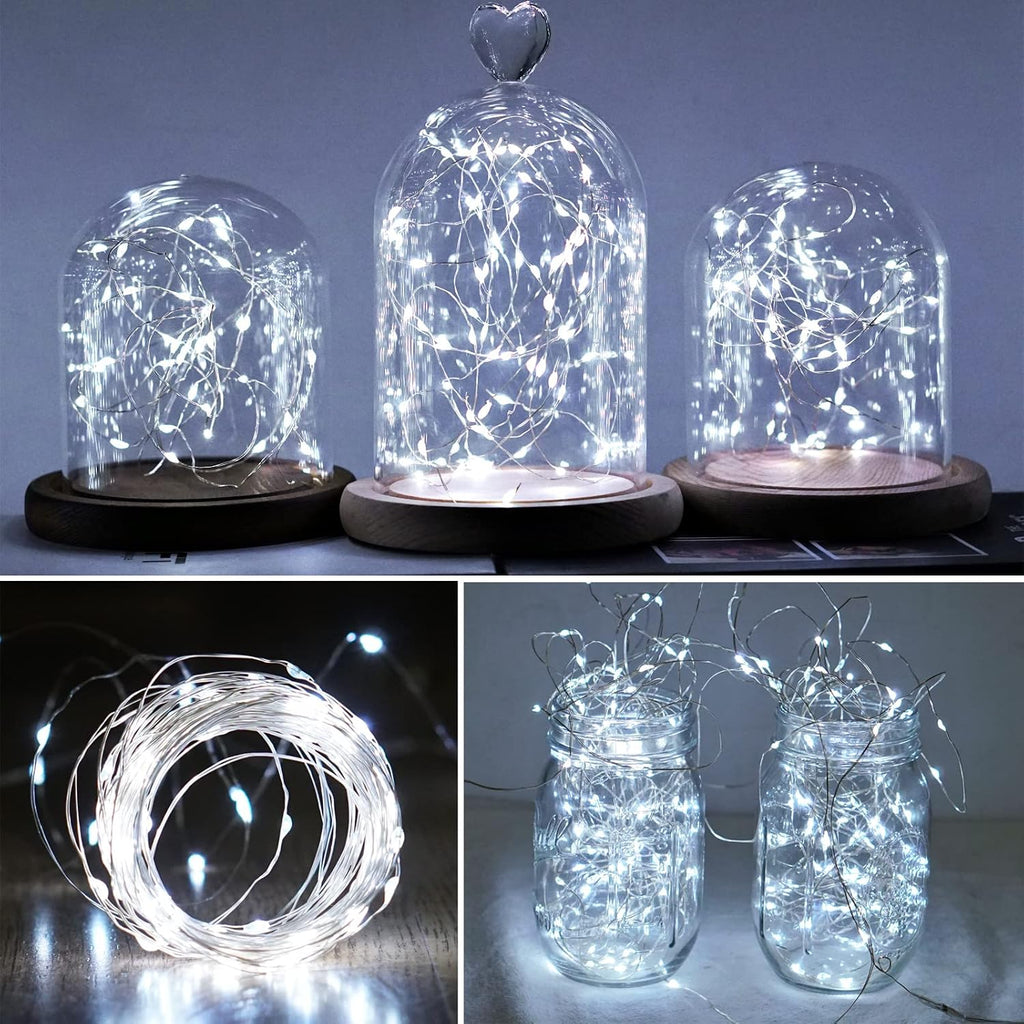 SmilingTown Fairy Lights Battery Operated Starry Firefly Silvery Wire String Lights 15 Pack 7.2ft 20 LED Jar Table Centerpiece for Wedding Christmas Halloween Party Decoration (Cool White)