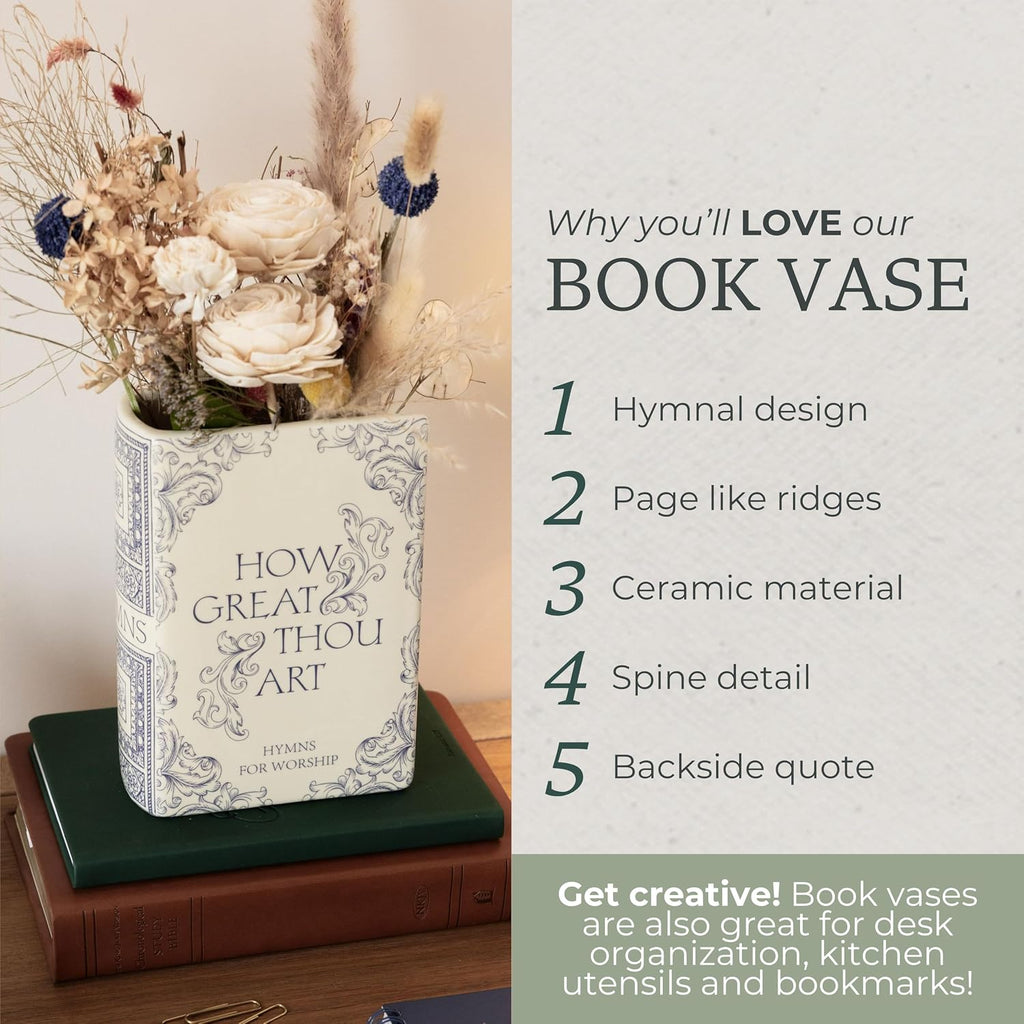 Steel Mill & Co. Ceramic Faith Book-Shaped Vase, Hymnal