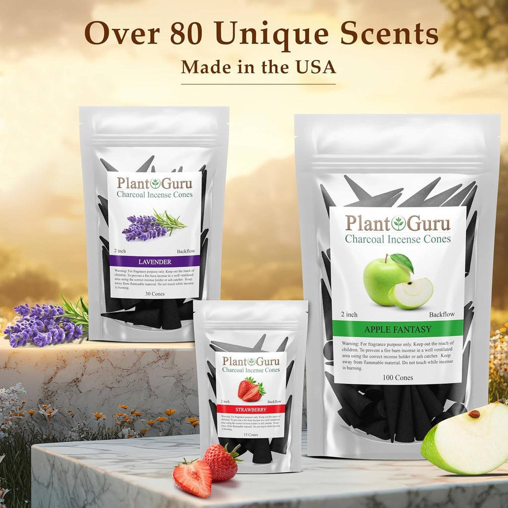 Peppermint Charcoal Incense Cones 2" BACKFLOW - 60 Pack Bulk - Natural Scented Cones Handmade Hand Dipped