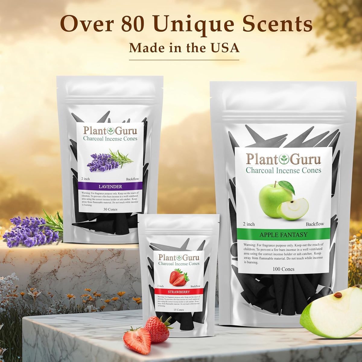 Peppermint Charcoal Incense Cones 2" BACKFLOW - 60 Pack Bulk - Natural Scented Cones Handmade Hand Dipped
