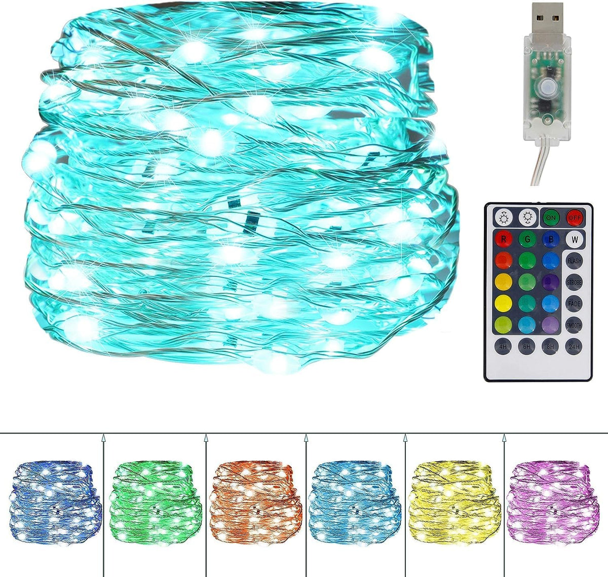 Twinkle Star Color-Changing Fairy Lights, 33Ft 100 LED, 16 Colors