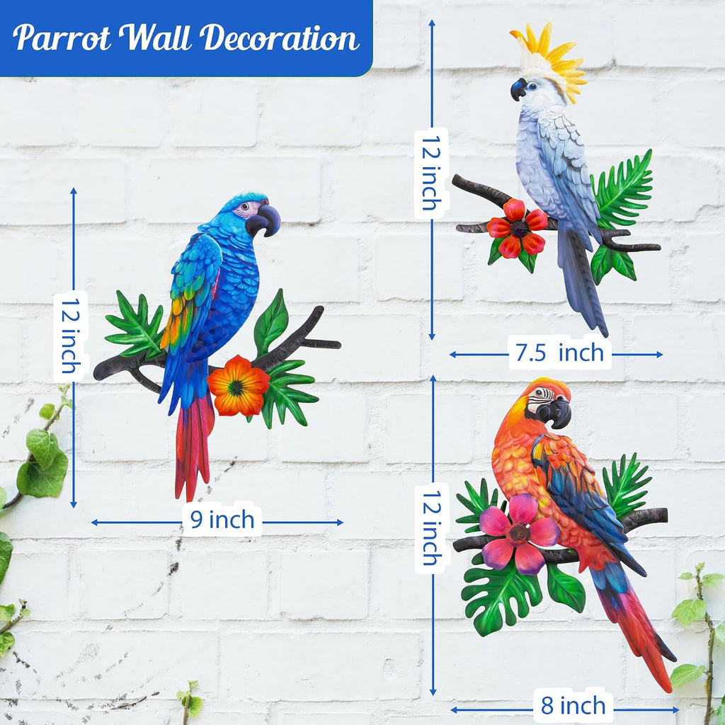 Metal Parrots Wall Art Decor Outdoor Decorations for Yard Garden Decor