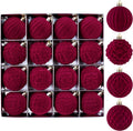 BLEUM CADE 16Pcs Burgundy Velvet Shatterproof Christmas Ball Ornaments