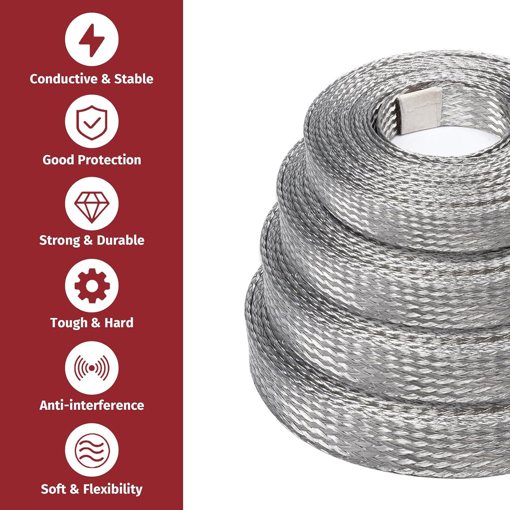 Tinned Copper Metal Braid Sleeving Wire Shielding 1/2inch-13ft