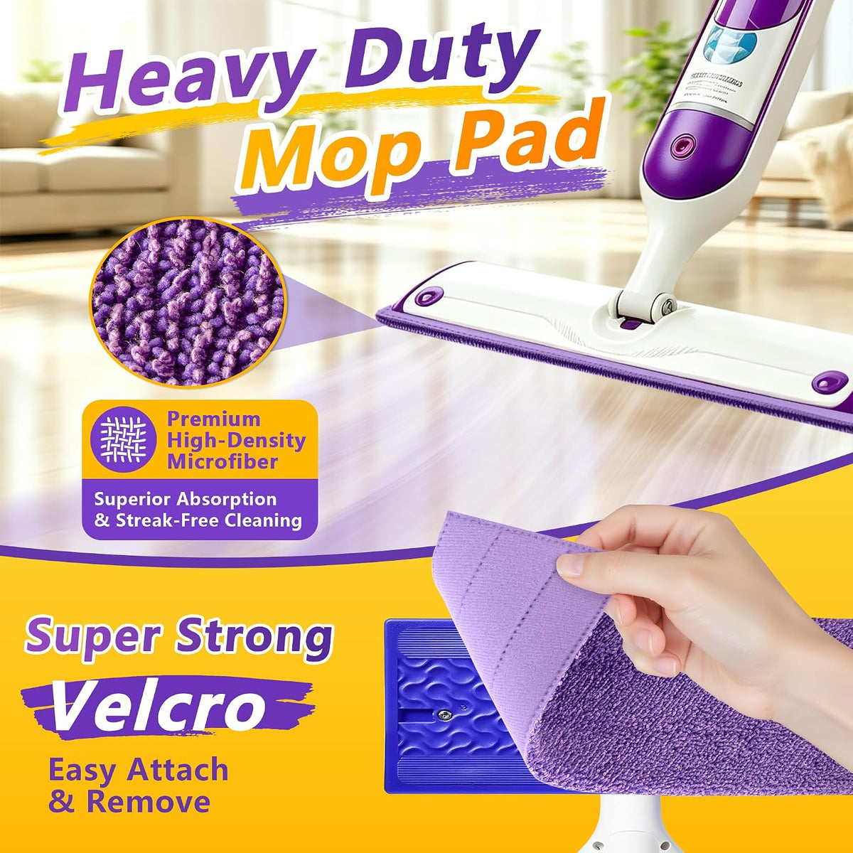 FIXSMITH Power Mop Pads Compatible with Swiffer Power Mop, 8 Pack Reusable PowerMop Refills for 13"-15" Spray Mops, Microfiber Household Replacement Pad for Floor Cleaning