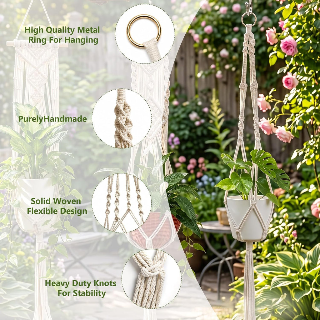 Laerjin 6 Pack Macrame Plant Hangers, Hanging Planters for Indoor Plants