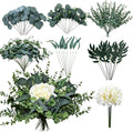 NULLEINS 150Pcs Artificial Eucalyptus Greenery Stems Bulk with Hydrangea