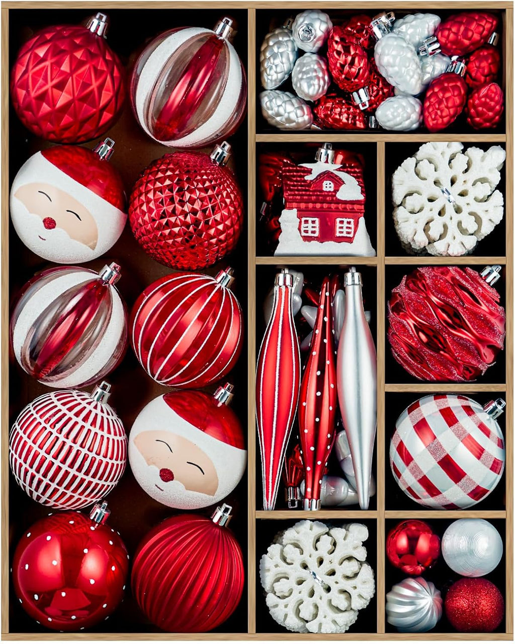 JORNOY 106CT Christmas Ball Ornaments Set, Red & White