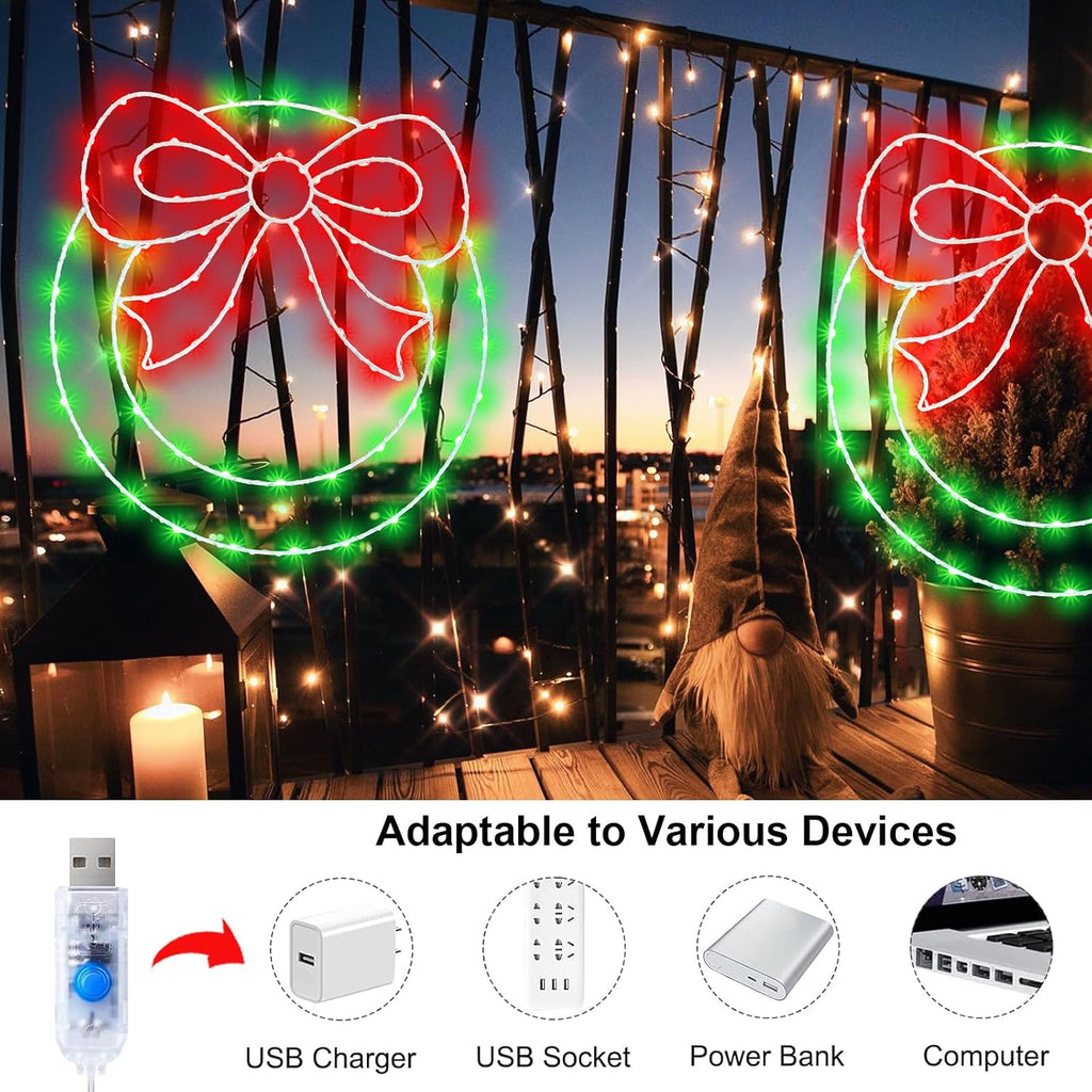 Zimati 2 Pack Christmas Window Lights Decorations 14 inch Wreath Silhouette