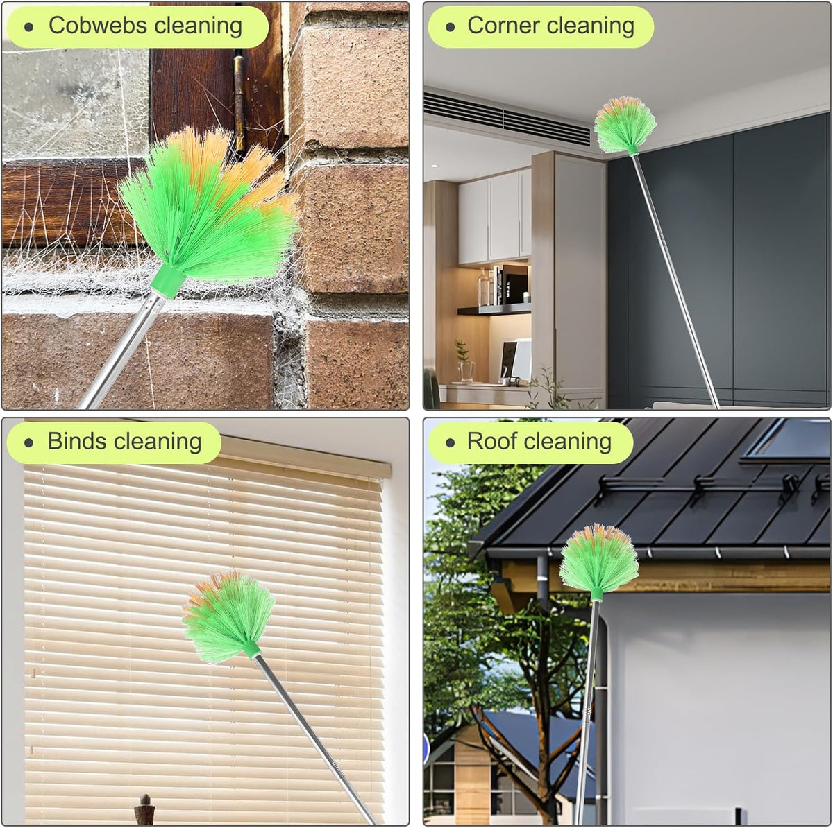 Cobweb Duster with Extension Pole, 59" Stainless Steel Ceiling Fan Duster