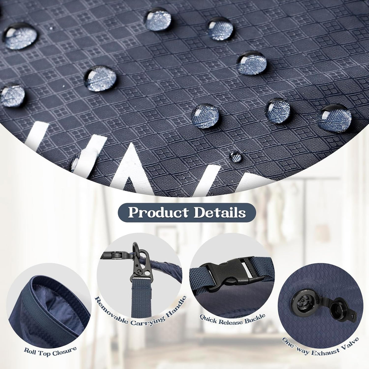 Compression Laundry Bag, Waterproof Travel Storage for Dirty Clothes