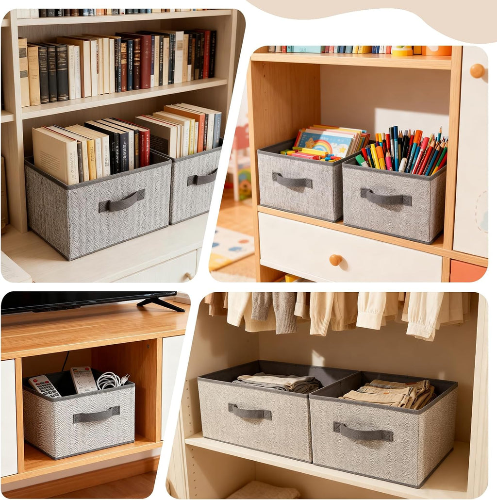 DAYARD Fabric Bins [1-Pack], Foldable Cube Baskets Storage Boxes for Shelves, Closet, Bookshelf, Nursery Organizer Containers (grey, medium)