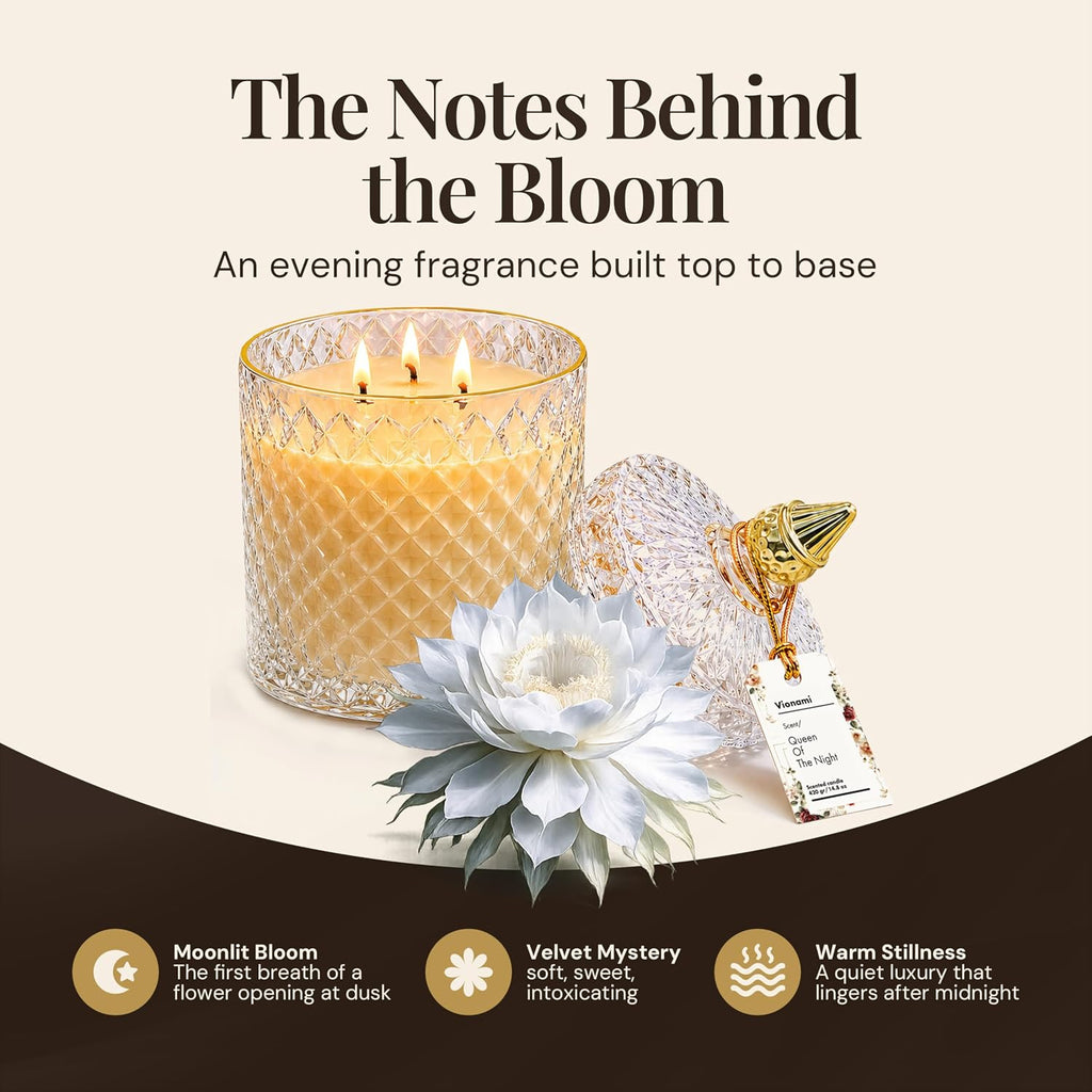 VIONAMI Queen of The Night Rare Flower Fragrance Luxury Scented Candle Gift