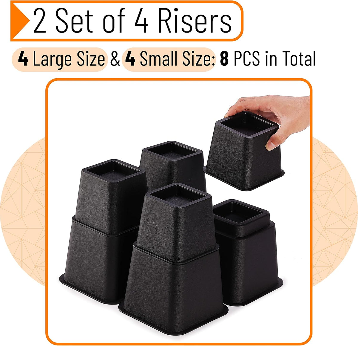 Mr. Pen- Adjustable Bed Risers, Furniture Risers, Set of 4 Risers