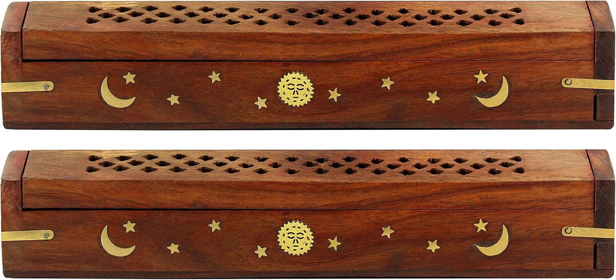 COTTON CRAFT Sheesham Wood Incense Burner Holder - Set of 2 Incense Burners