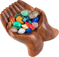 Wooden Hands Bowl, Crystal Display, Rock Display, Brown, Medium