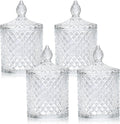 4 Pack Crystal Glass Apothecary Jars with Lids, Qtip Holder Set