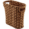 Brown Wicker Waste Basket with Built-in Handles - Multifunctional Mini Wicker Trash Can for Home and Office - Compact Design and Durable Construction with Fine Artisanal Craftsmanship