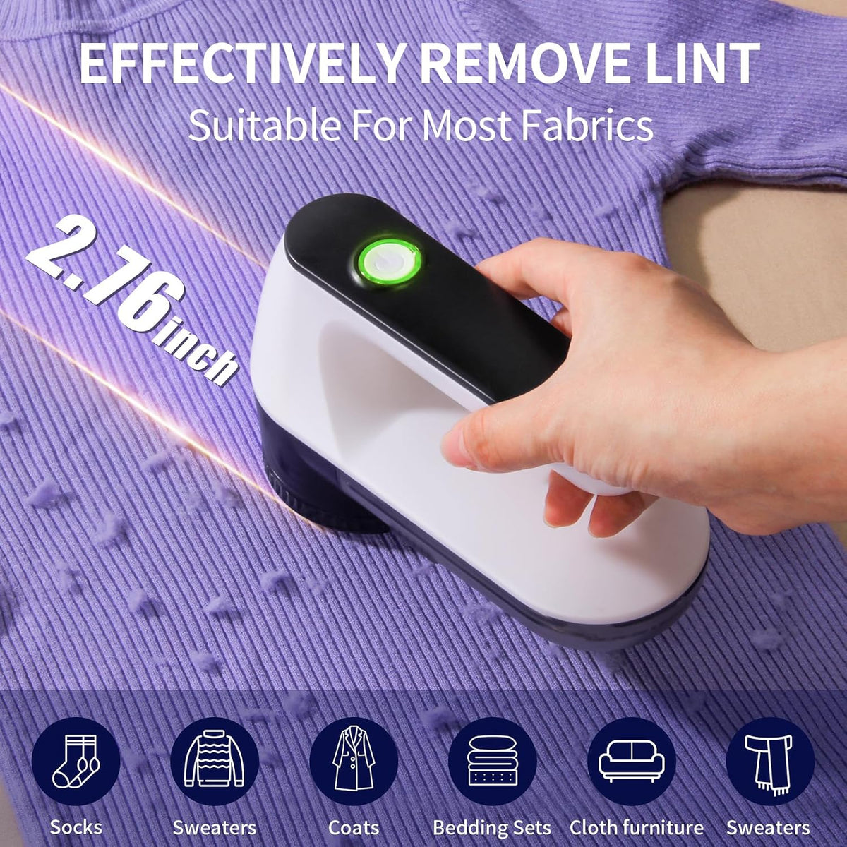 Fabric Shaver, Cordless Lint Remover, 6-Blade Sweater Defuzzer for Clothes