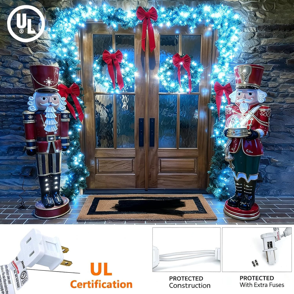 50 Counts Aqua LED Christmas Lights, 50ft Commercial Grade Outdoor String Lights - Waterproof UL Certified White Wire with 5mm Wide Angle Bulbs for Christmas Tree, Indoor & Outdoor Decor