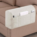 2-Pack Waterproof Armrest Covers for Couches & Chairs – Anti-Slip Furniture Protectors with Side Pockets, Washable Sofa Arm Covers, Universal Stretch Fit (Fits Most Armrests) (Beige)