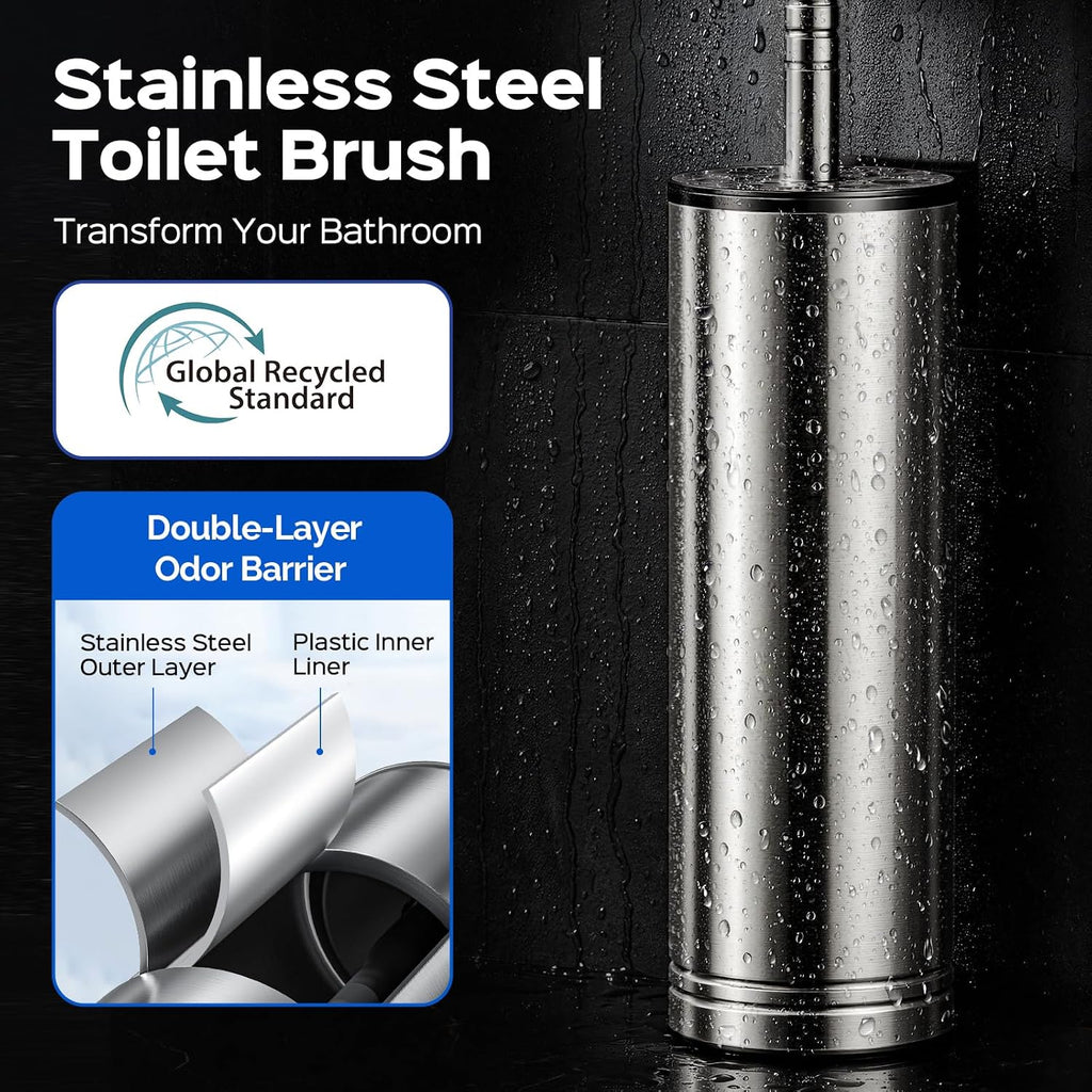 HAMITOR Toilet Brush and Holder Set for New Home Essentials Deep Clean