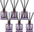 6 Pack Perfume Reed Diffuser Bottle,Empty Square Essential Oil Bottles Glass Jar with Black Sticks for DIY Fragrance Replacement Diffuser Sets (200ml/6.8 oz, Purple Color)