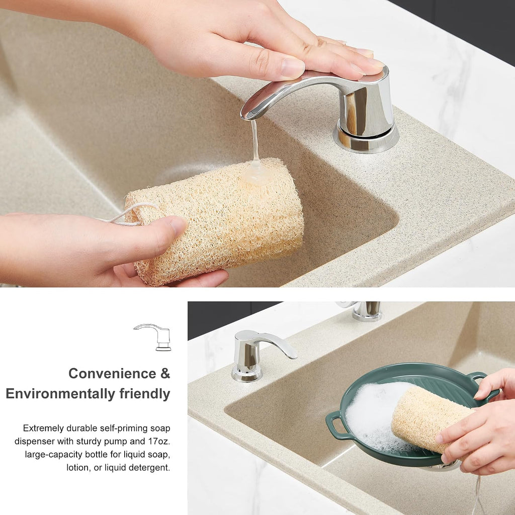 GAGALIFE Kitchen Sink Soap Dispenser with 17 Ounce Large Bottle, G080C