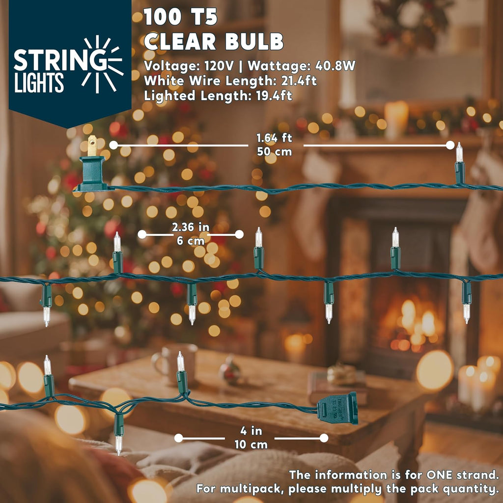 Joiedomi Clear Christmas String Lights Indoor,200(2x100) Mini White Fairy Light,43FT Lighting Decor for Patio Dorm Classroom Bedroom Holiday Wedding Party Garland Birthday Festival,Green Wire