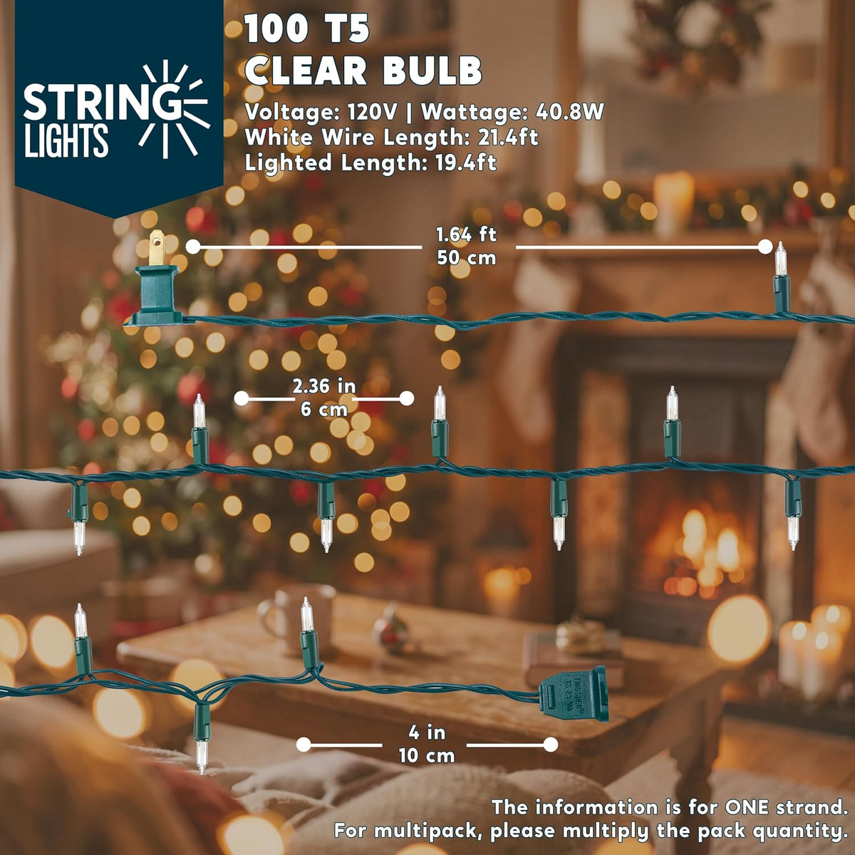 Joiedomi Clear Christmas String Lights Indoor,200(2x100) Mini White Fairy Light,43FT Lighting Decor for Patio Dorm Classroom Bedroom Holiday Wedding Party Garland Birthday Festival,Green Wire