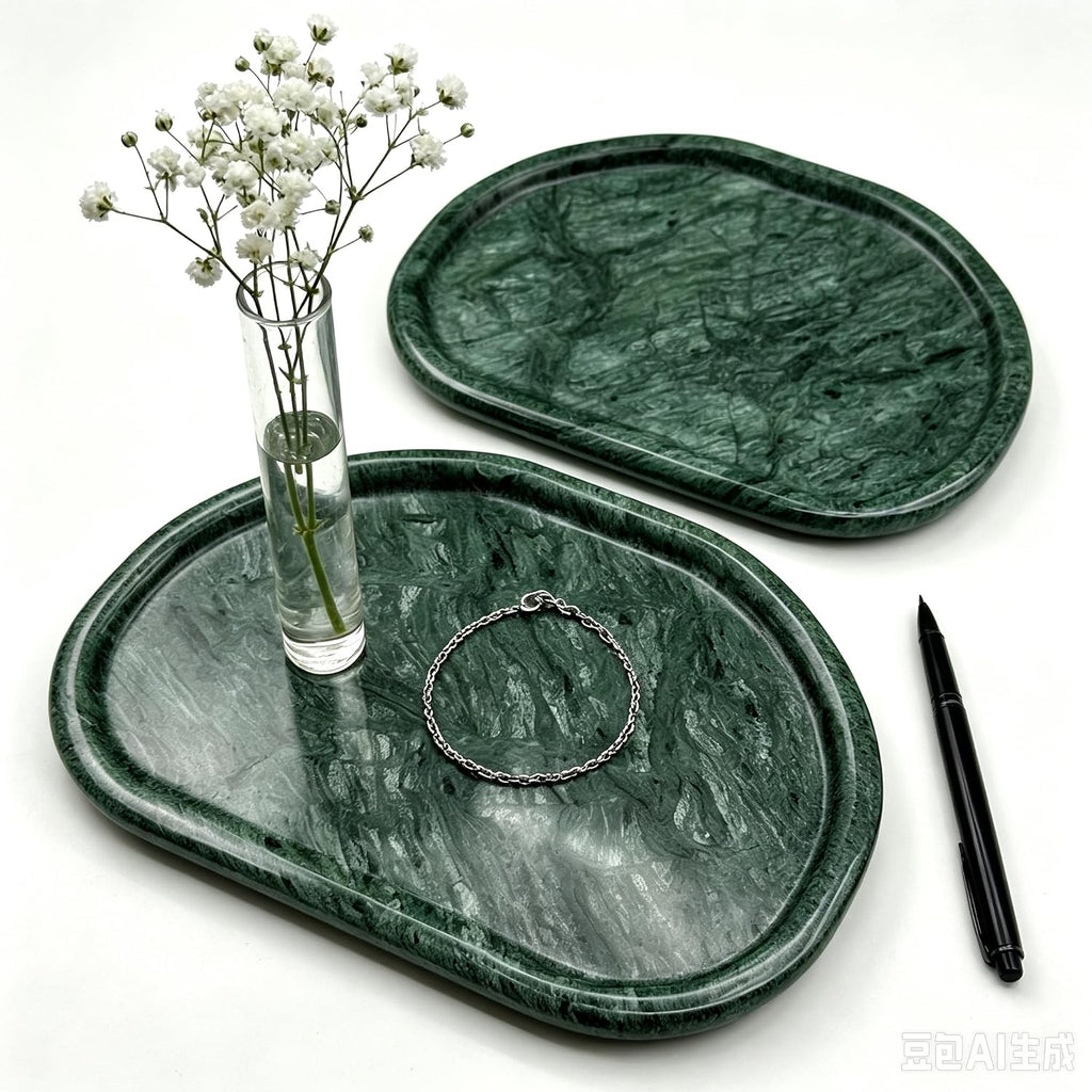 N NANSHOP Natural Marble Jewelry Tray, Marble Ring Dish for Bathroom