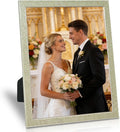 Enamel Picture Frames 8x10, 8 by 10 Silver Glittering Photo Frame with Real Glass & Velvet Back, Sparkling Metal frame for Tabletop or Wall, Amazing Weddings Graduation Gift & Wall Art Decor