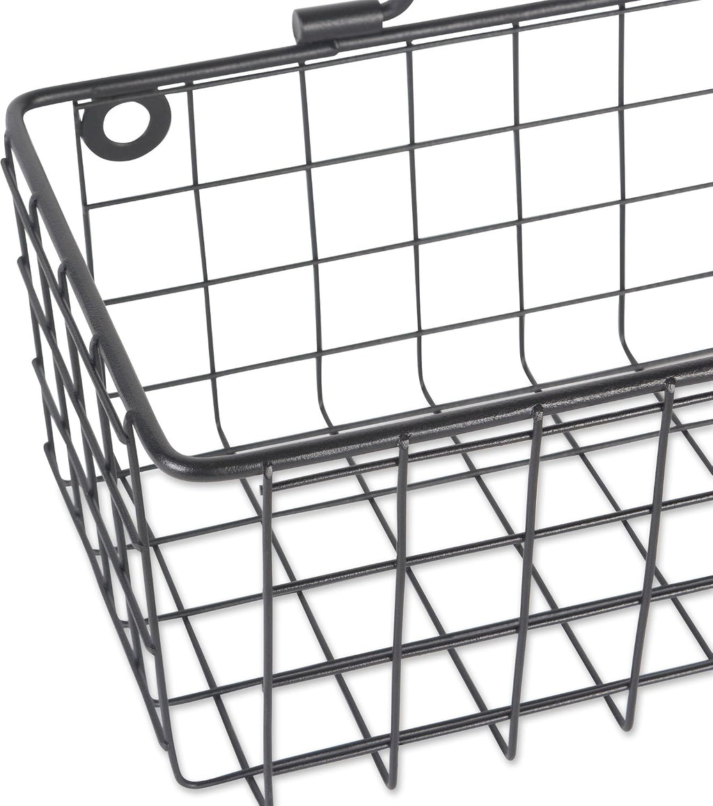 DII Farmhouse Vintage Décor, Wire Wall Basket, Small, Black, 2 Piece