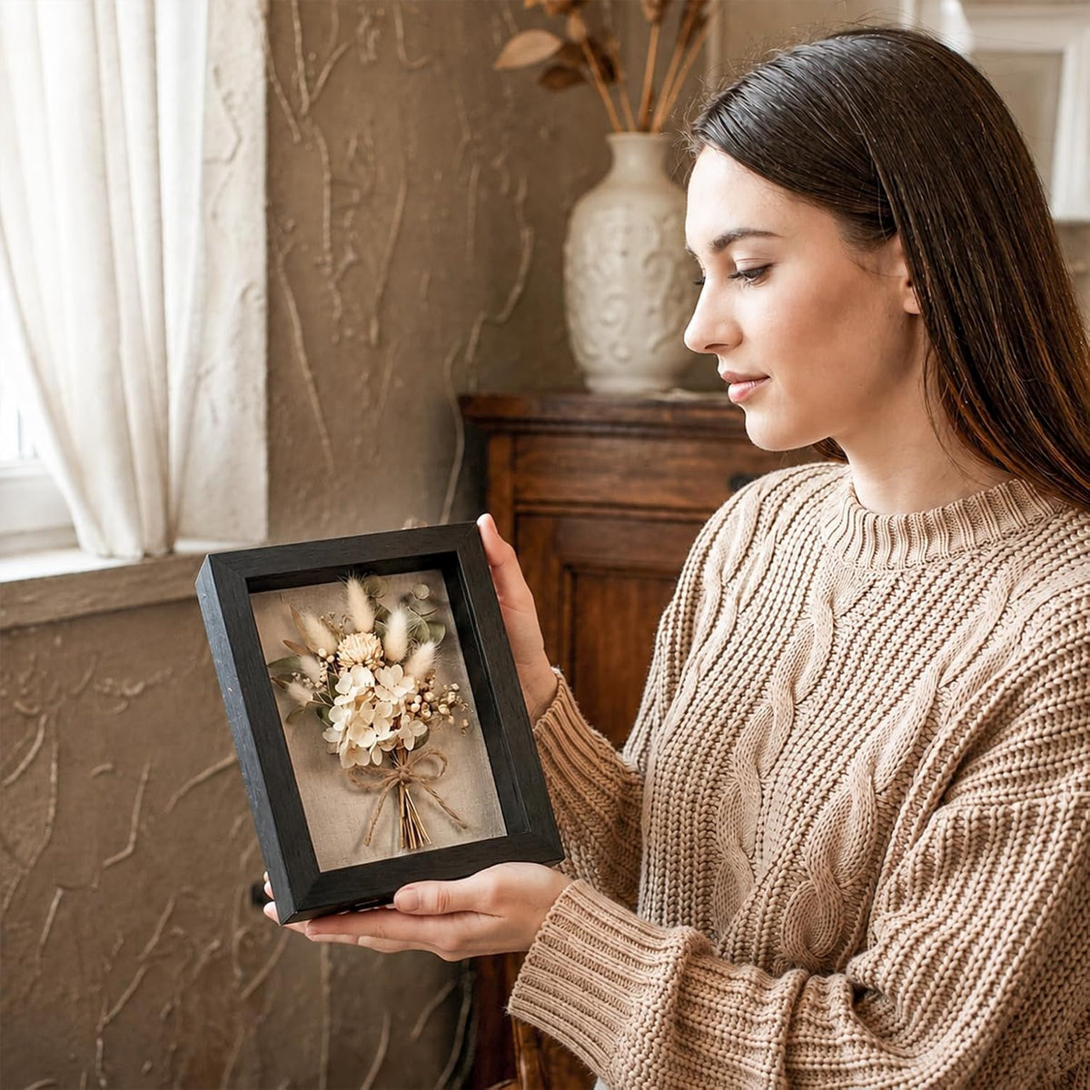 5x7 Shadow Box Picture Frame, 2-Pack Linen Back, Keepsake, Black