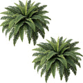 Fake Ferns - Set of 2 Faux Boston Ferns Large Artificial Plants, 40 Leaves per Bouquet, 35 Inches Large Artificial Ferns for Outdoors/Indoor Home, Office, Garden Decoration